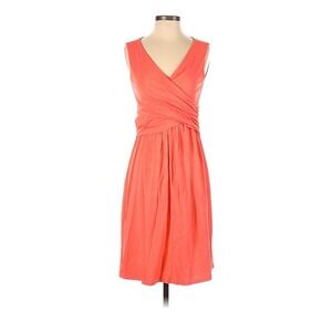 Lands End Women`s Sleeveless Crisscross Front Dress Size Medium Orange Knit